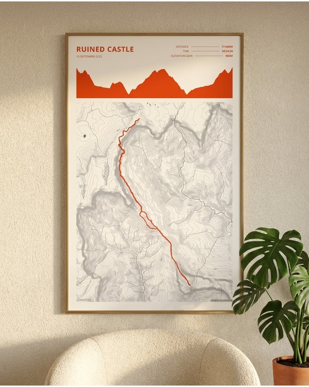 Crayon Sunrise framed route map poster