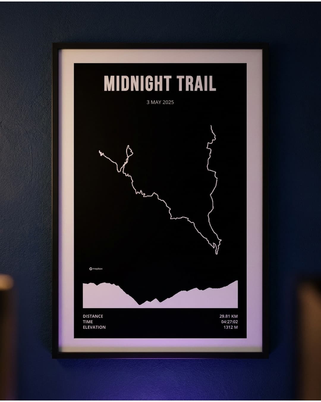 Midnight Trail framed route map poster