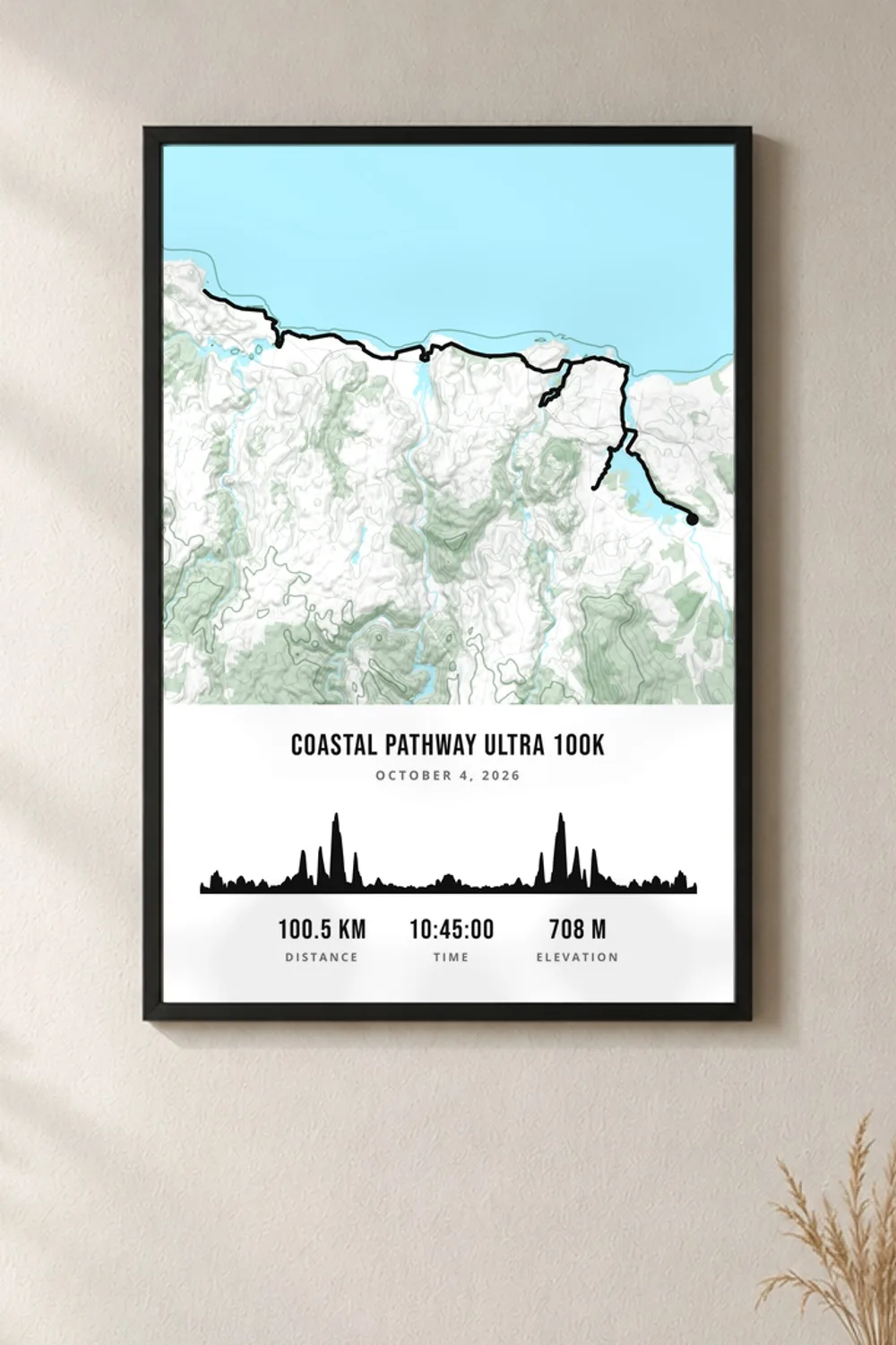 Coastal Pathway Ultra framed route map poster