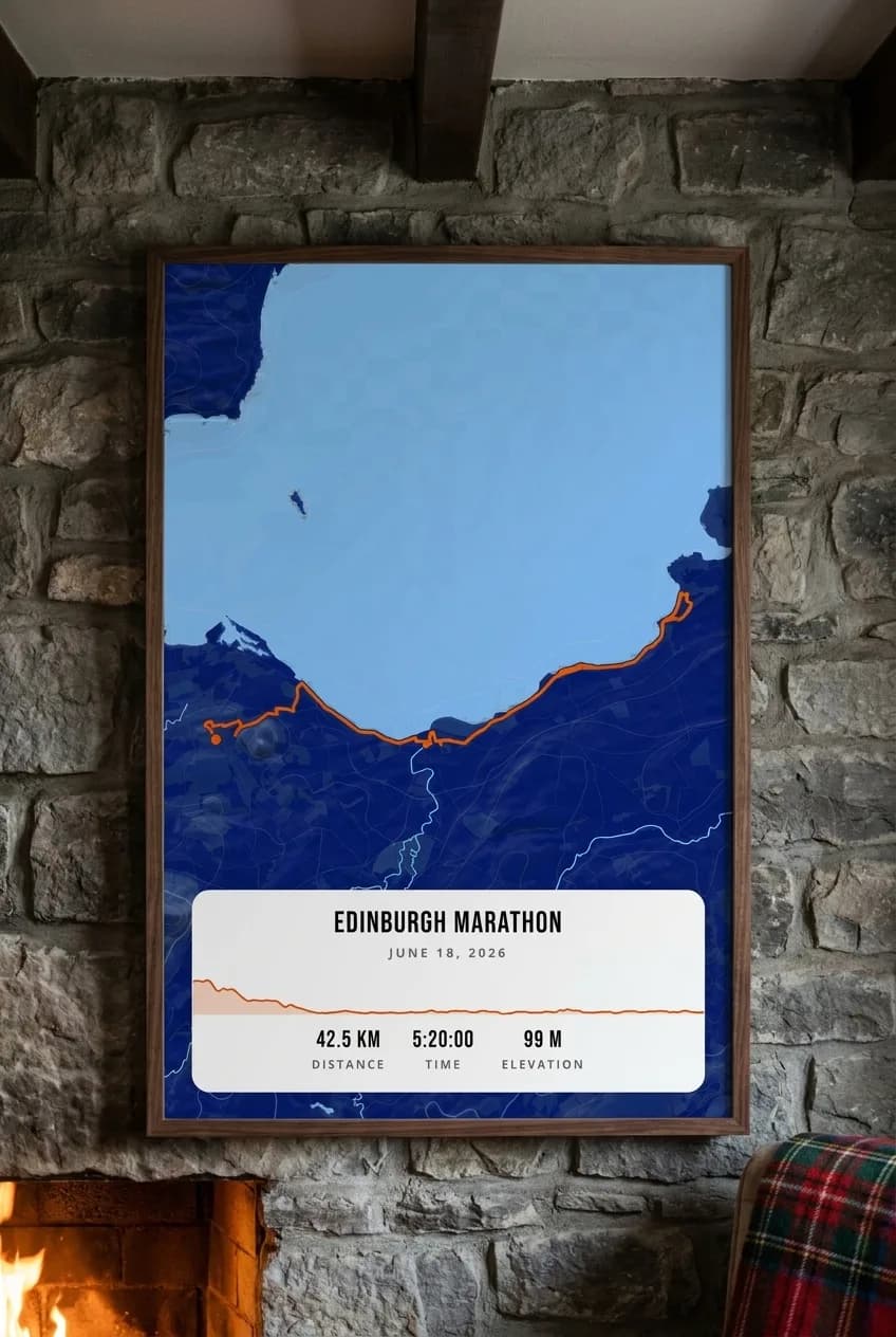 Edinburgh Marathon framed route map poster