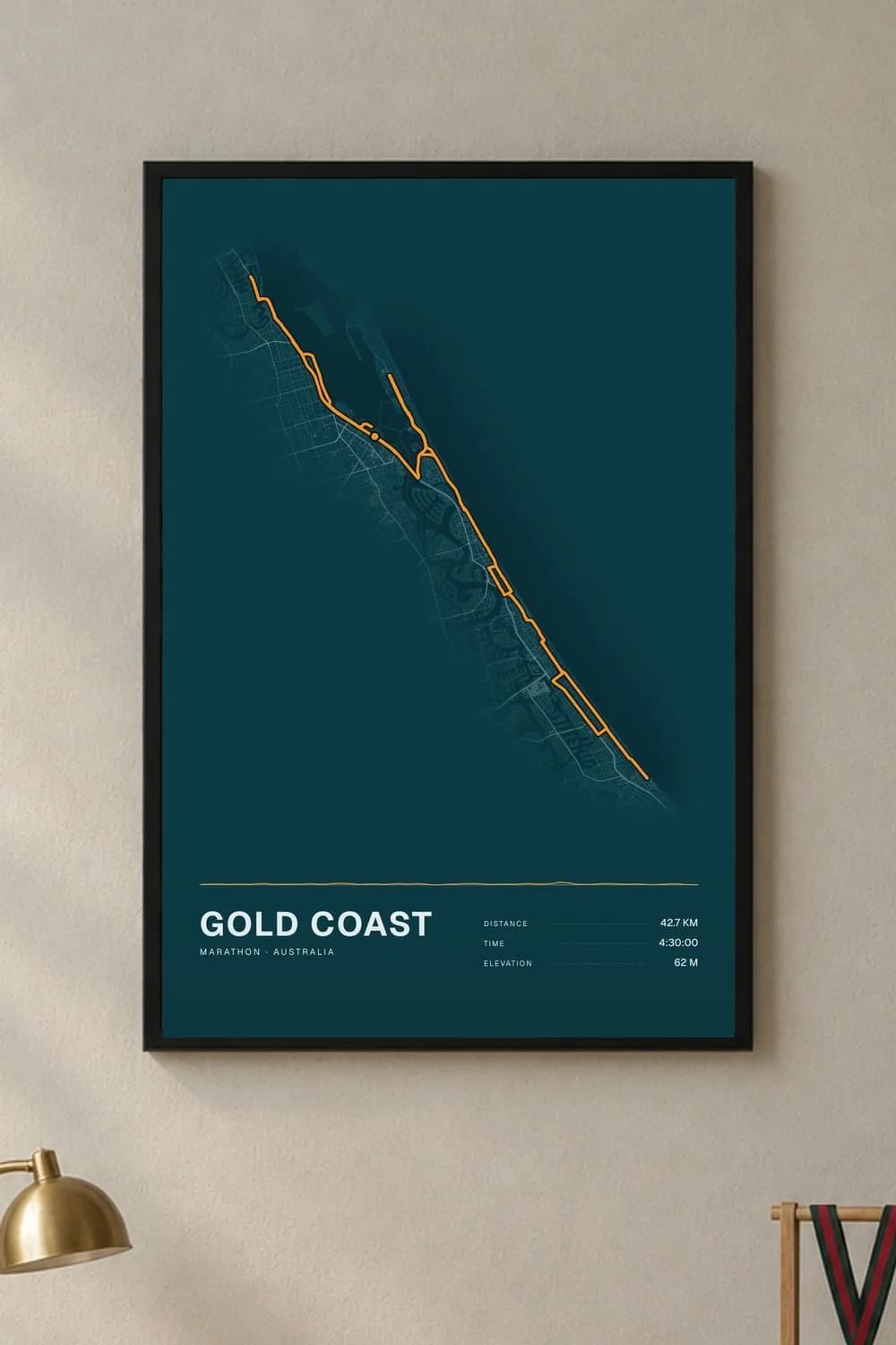 Gold Coast Marathon framed route map poster