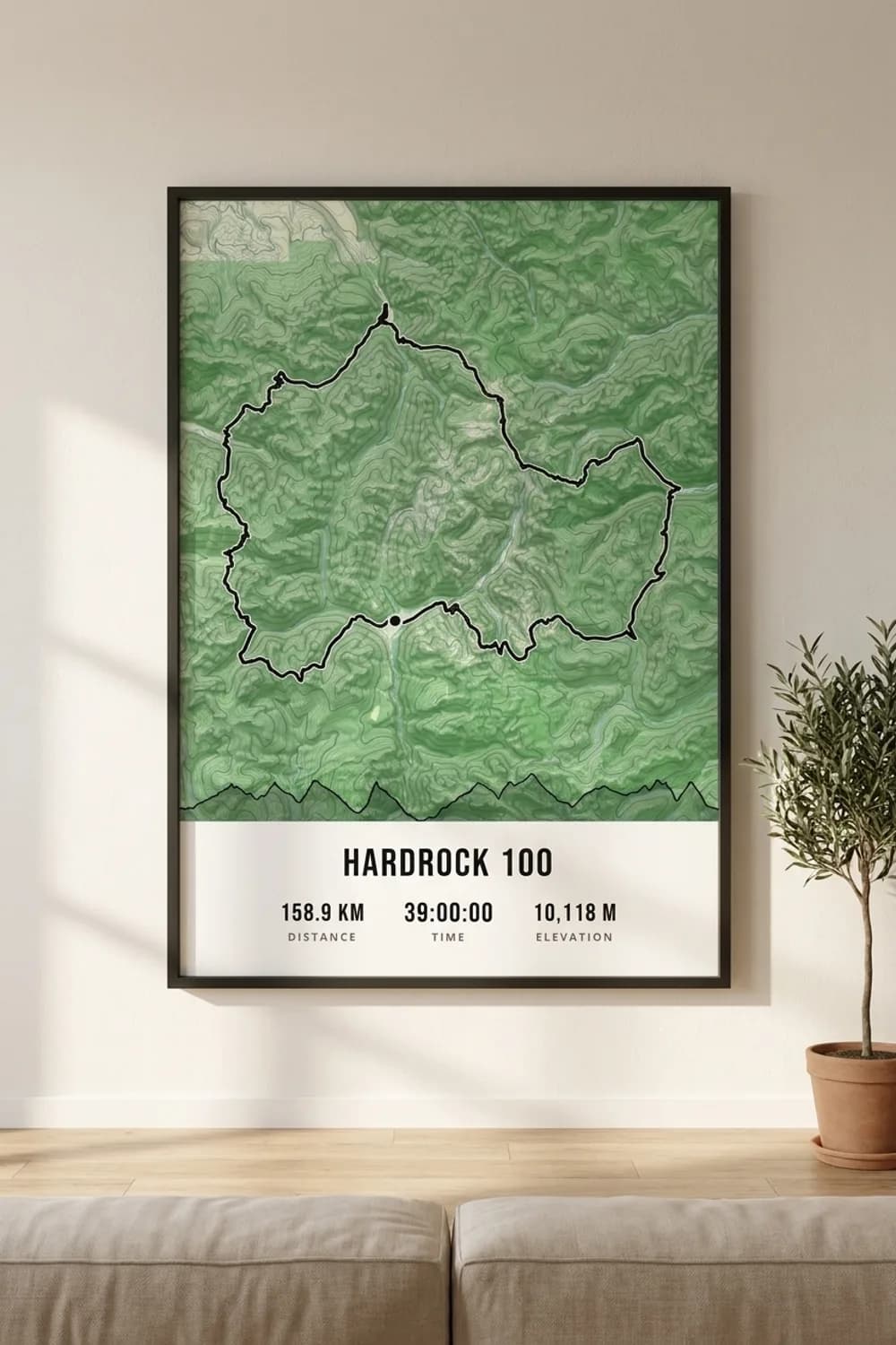 Hardrock 100 framed route map poster
