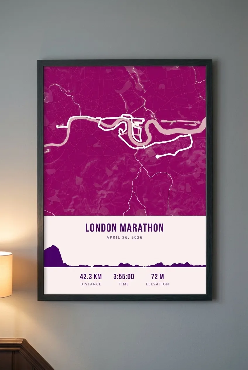 London Marathon framed route map poster