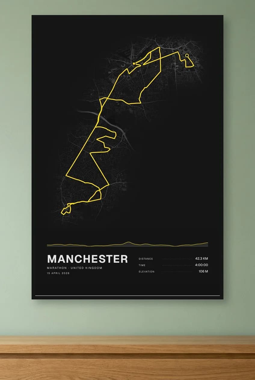 Manchester Marathon framed route map poster