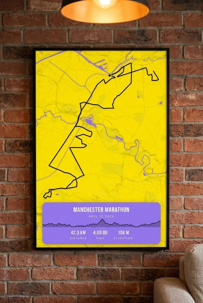 Manchester Marathon framed route map poster