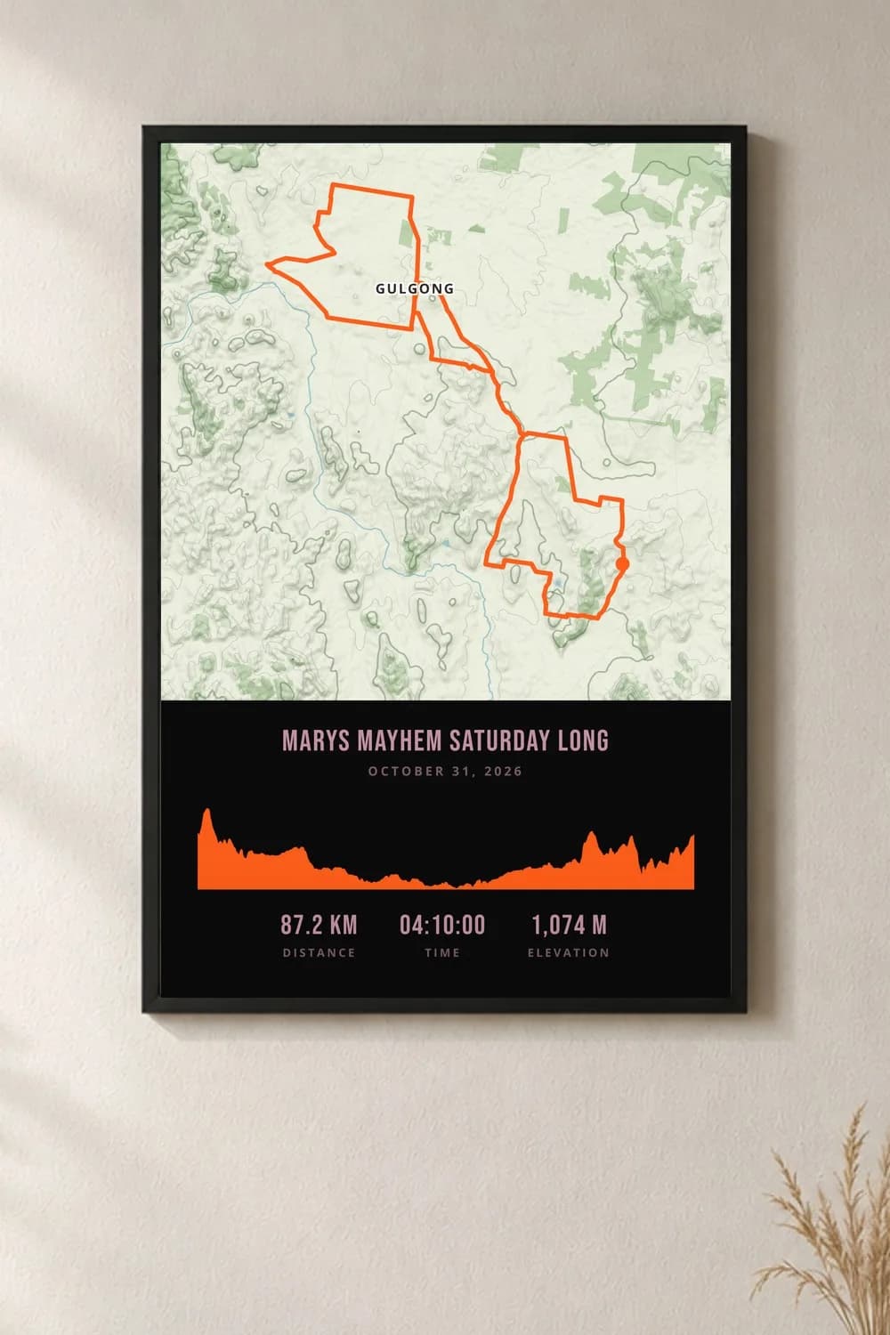 Marys Mayhem framed route map poster