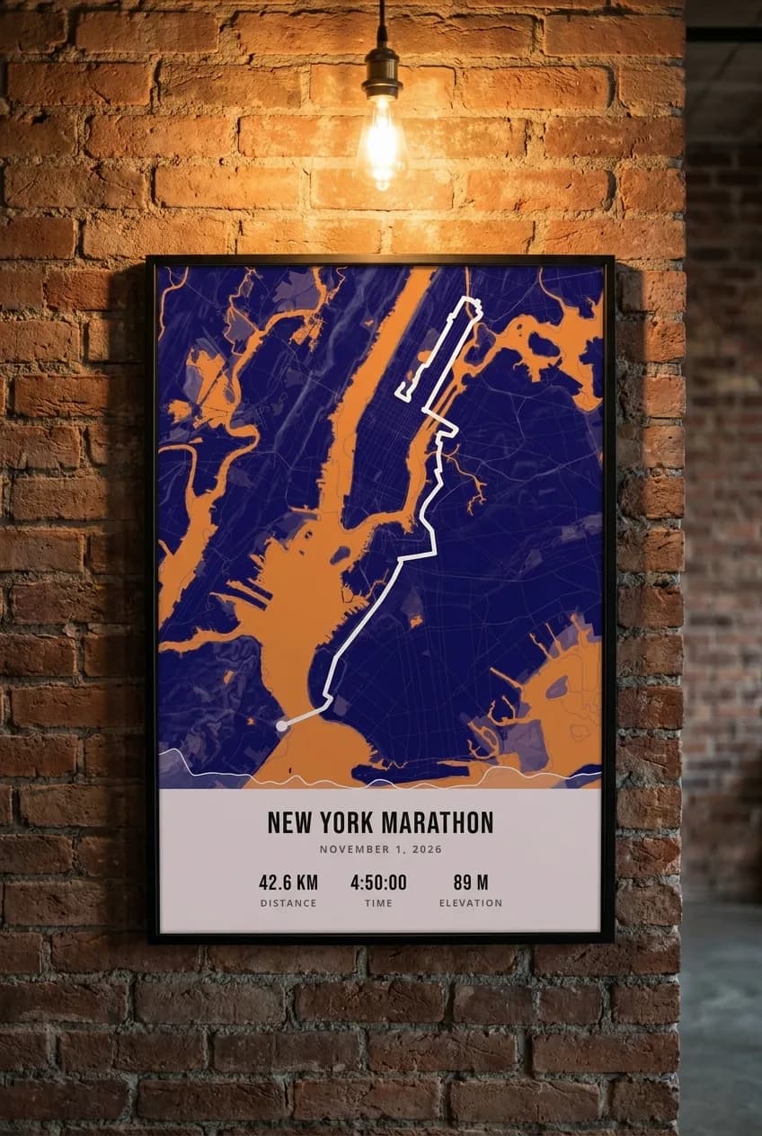 New York Marathon framed route map poster
