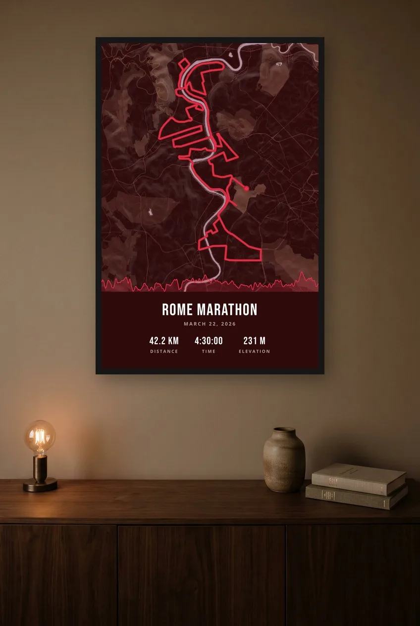Rome Marathon framed route map poster