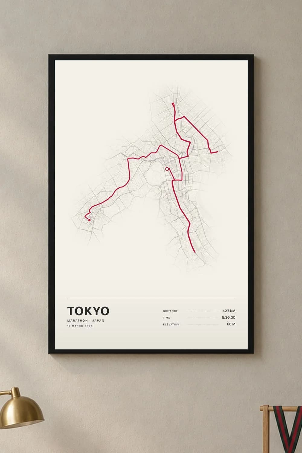Tokyo Marathon framed route map poster