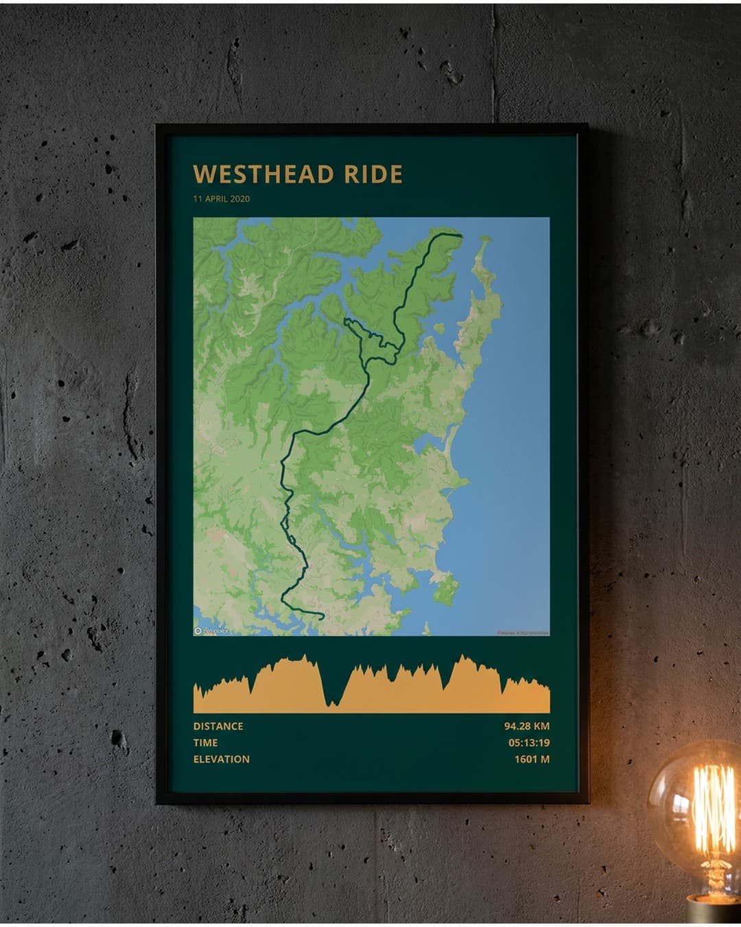 Around The Blocks framed route map poster