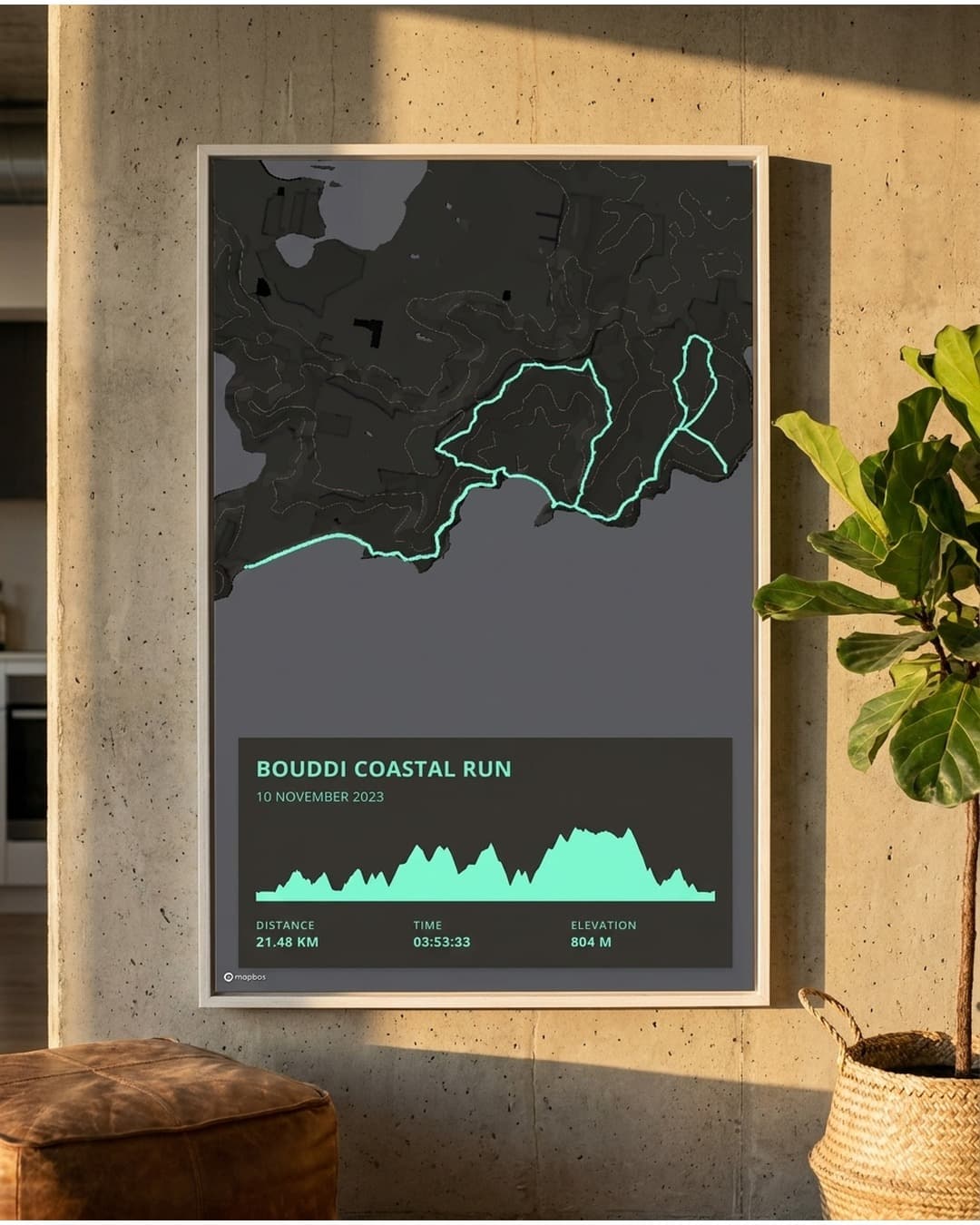 Coastal Breeze framed route map poster
