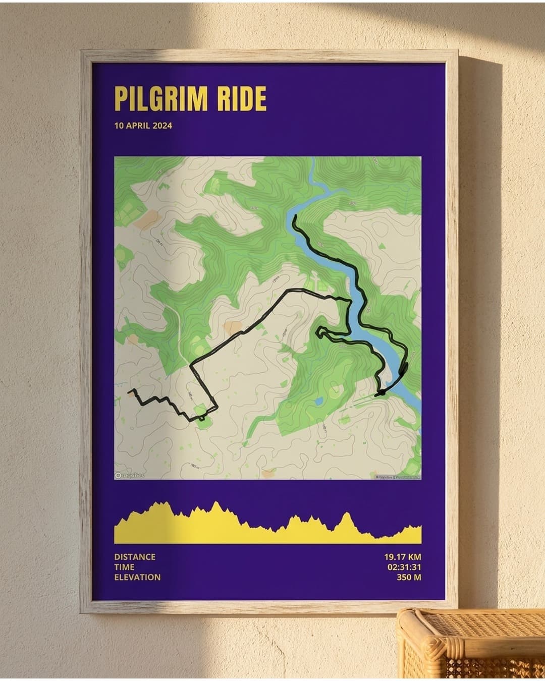 Pilgrim Ride framed route map poster