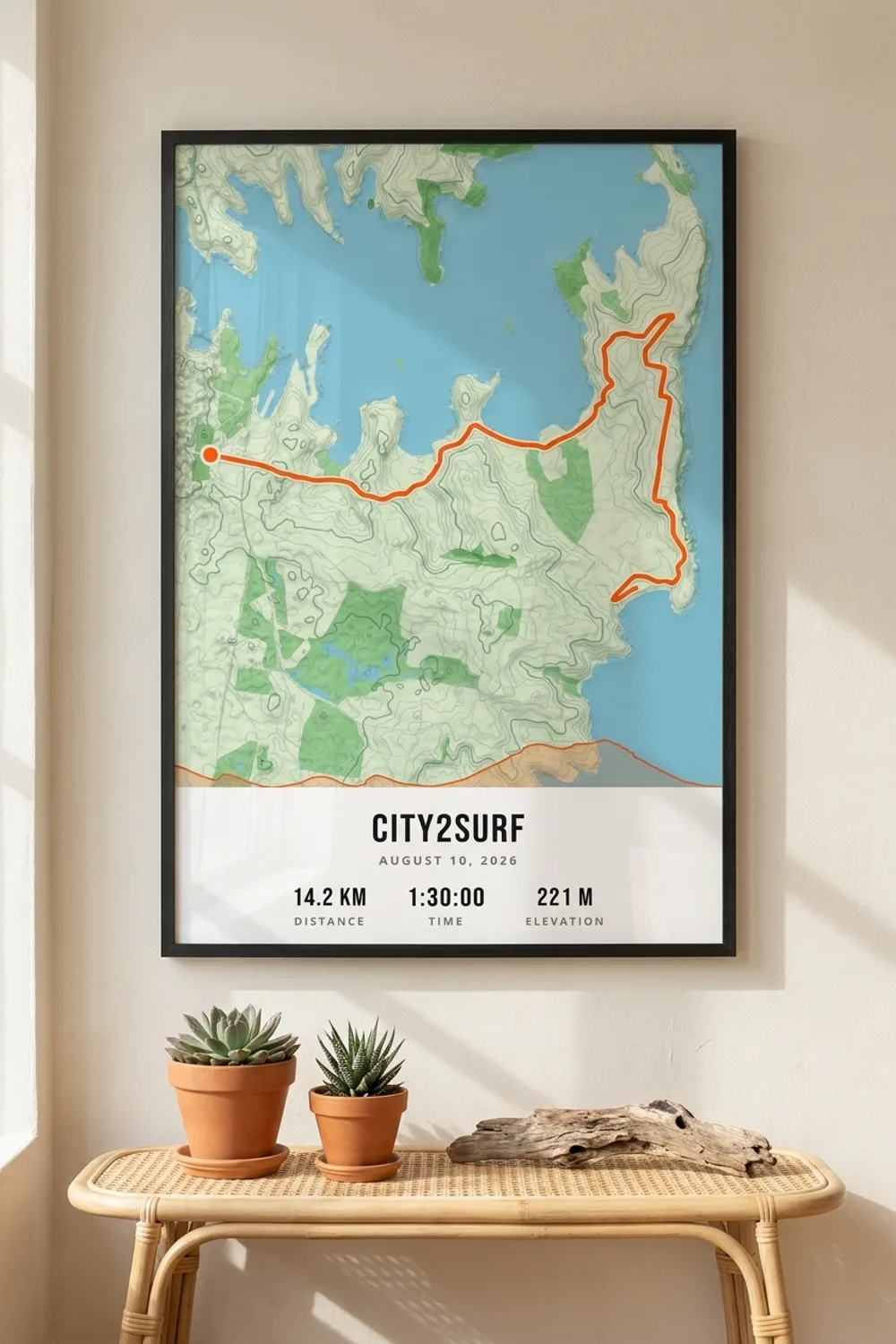 City2Surf framed route map poster