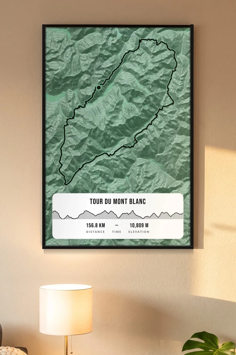 Tour du Mont Blanc framed route map poster