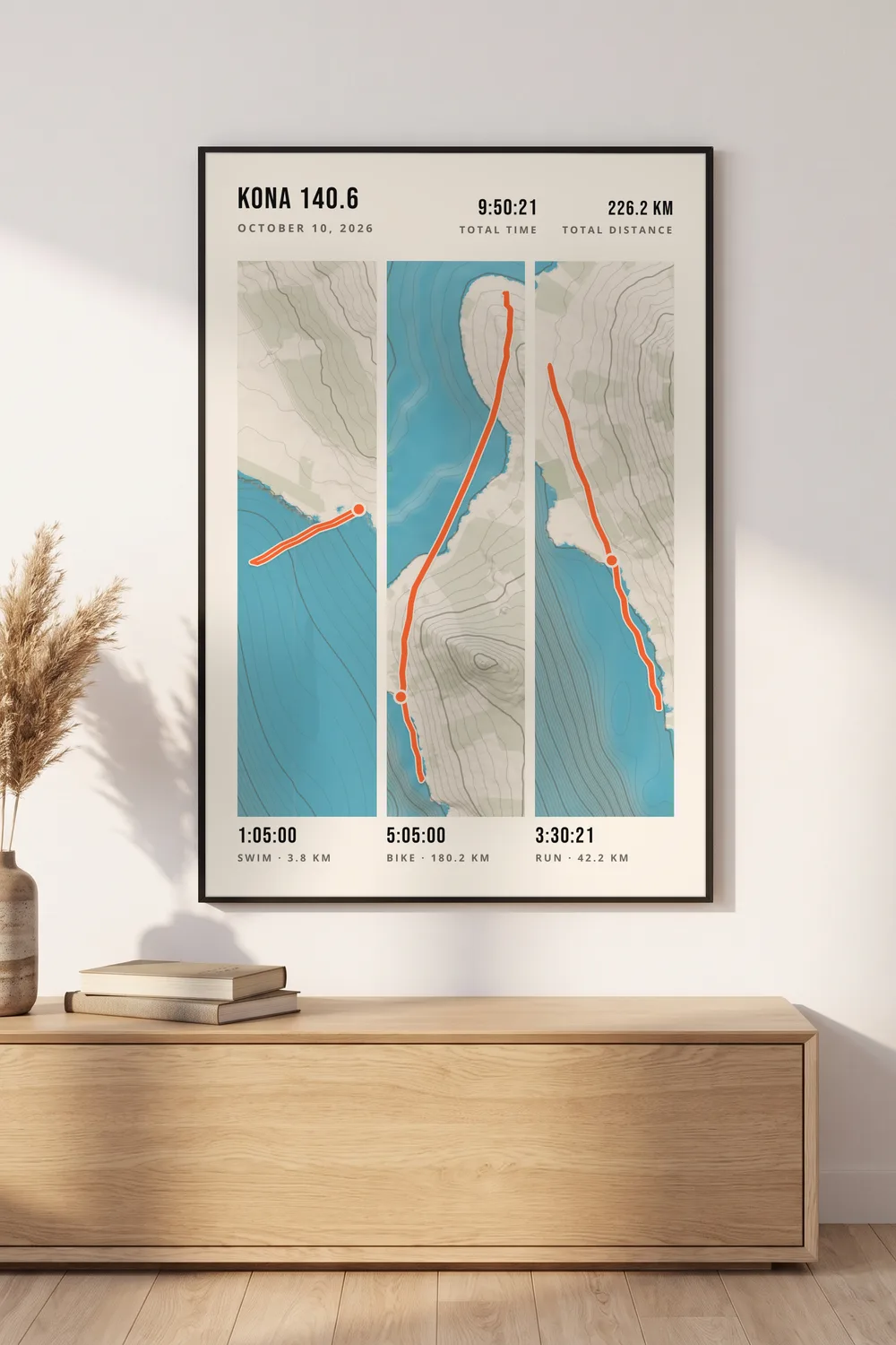 Triathlon framed route map poster
