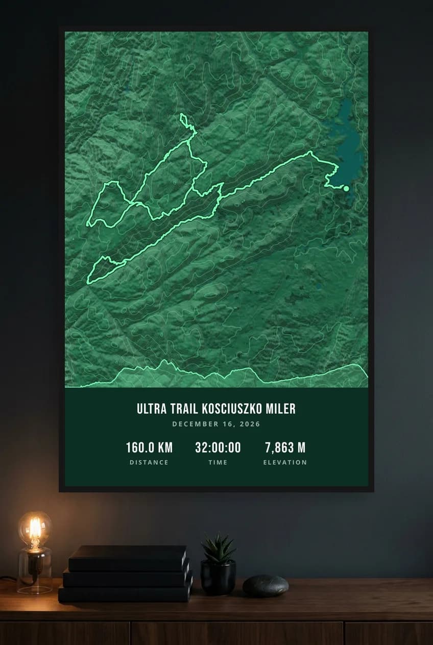 Ultra-Trail Kosciuszko Miler framed route map poster