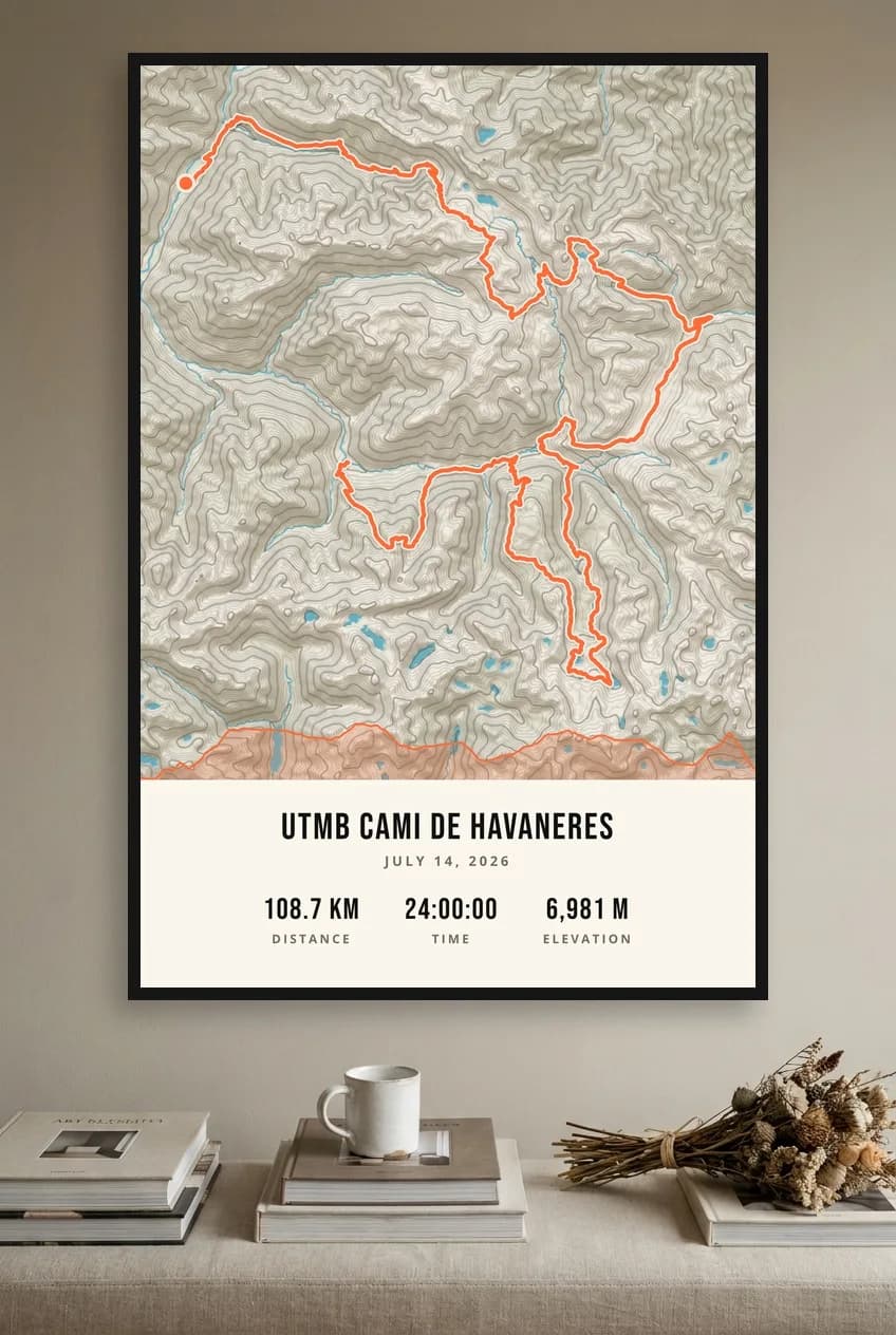 UTMB Cami de Havaneres 50M framed route map poster