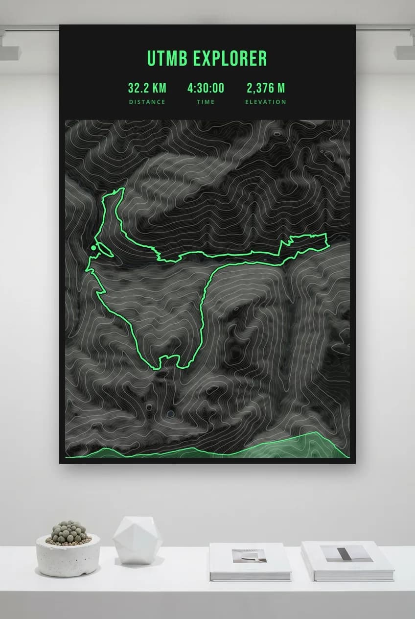 UTMB Explorer framed route map poster