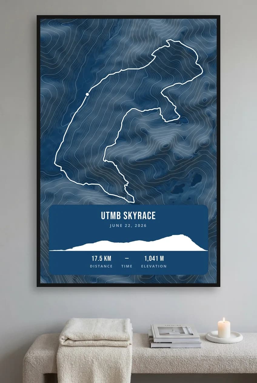 UTMB Skyrace framed route map poster