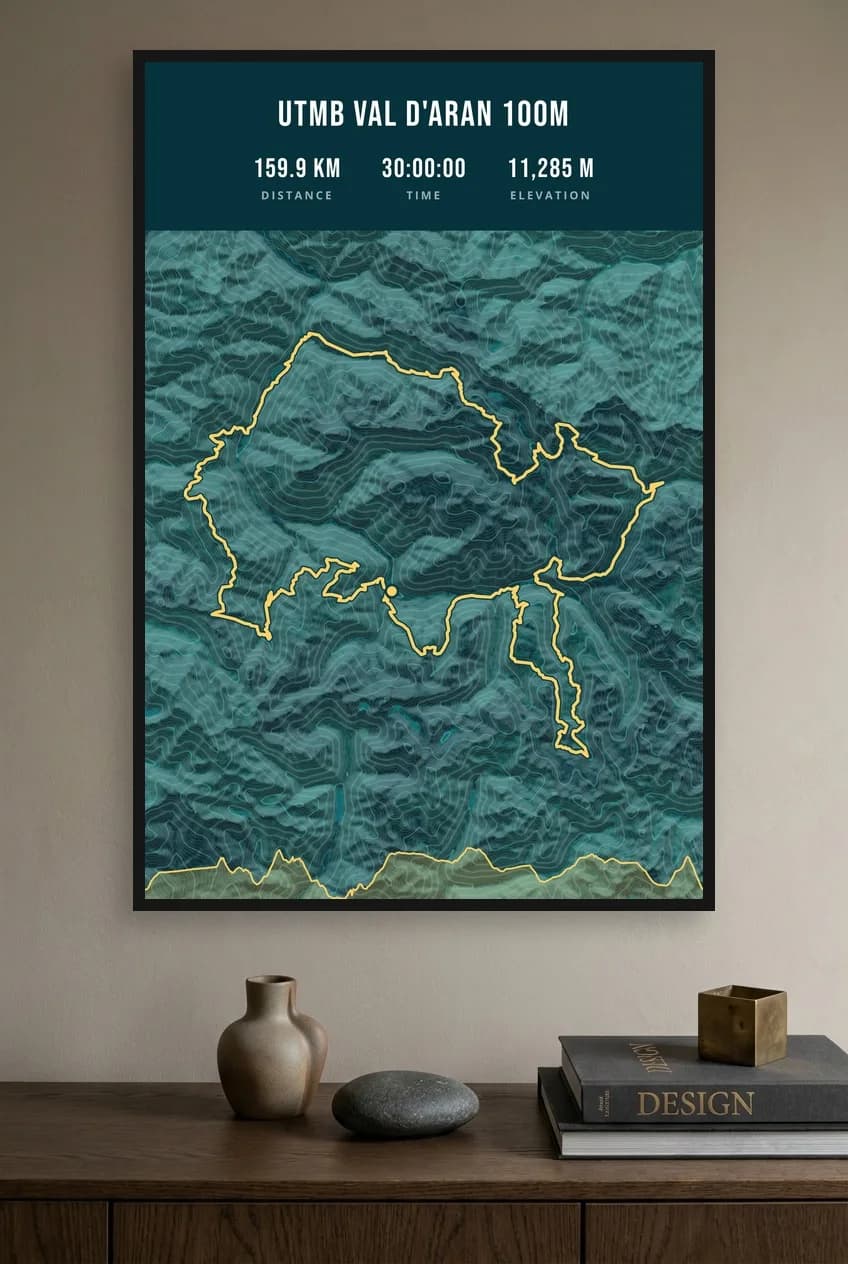 UTMB Val d'Aran 100M framed route map poster